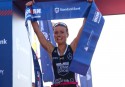 "PORT ELIZABETH, SOUTH AFRICA - APRIL 10: In this handout image provided by Ironman Kaisa Lehtonen wins the women's event during the Standard Bank IRONMAN African Championship at Nelson Mandela Bay, Port Elizabeth on April 10th, 2016 in Port Elizabeth, South Africa. (Photo by Craig Muller/IRONMAN via Getty Images)"