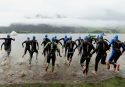 WALCHSEE, AUSTRIA - SEPTEMBER 03: Athletes start the swim course during the Challenge Walchsee-Kaiserwinkl Triathlon on September 3, 2017 in Walchsee, Austria. (Photo by Stephen Pond/Getty Images)